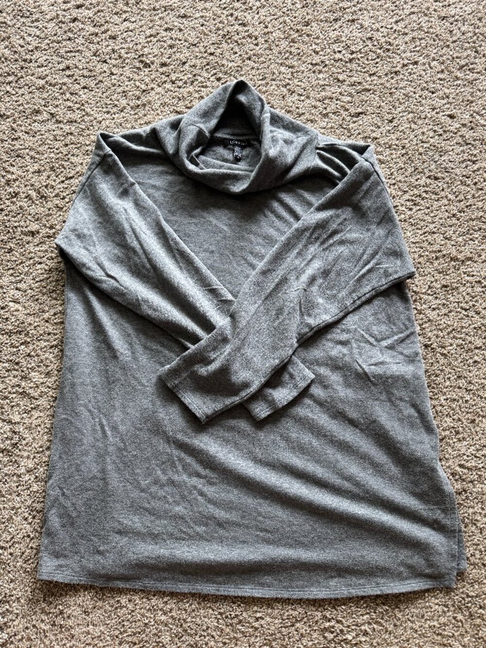 Eileen Fisher Split Hem Long Sleeve Turtleneck Dark Gray Size Small
